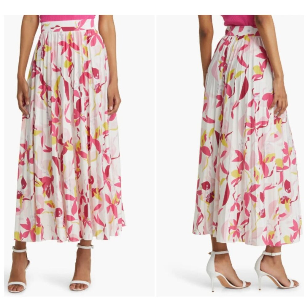 BOSS Erikes Pleated Floral A-Line Skirt, Size S, NWT